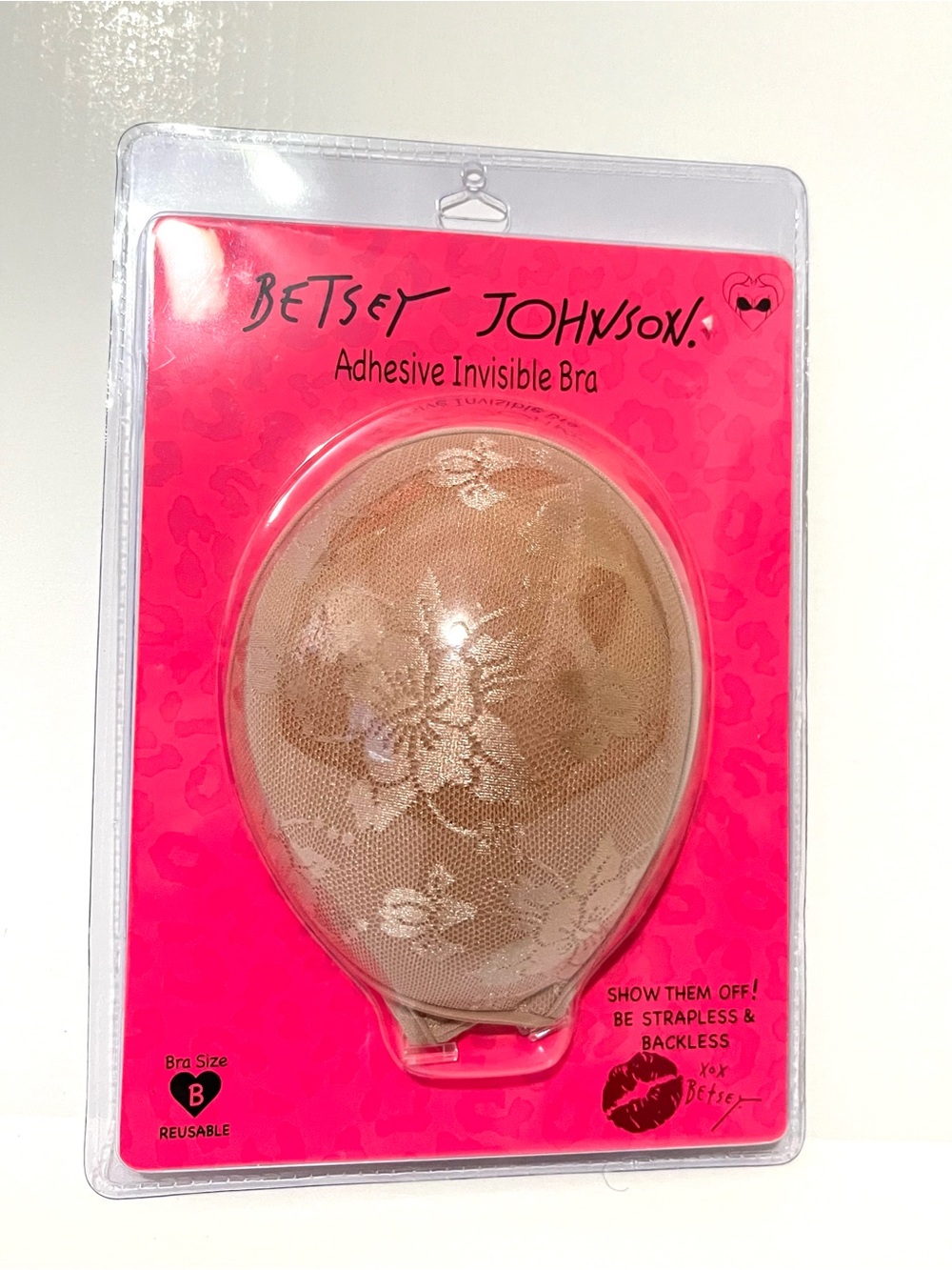 Betsey Johnson Beige Floral Lace Adhesive Invisible Bra